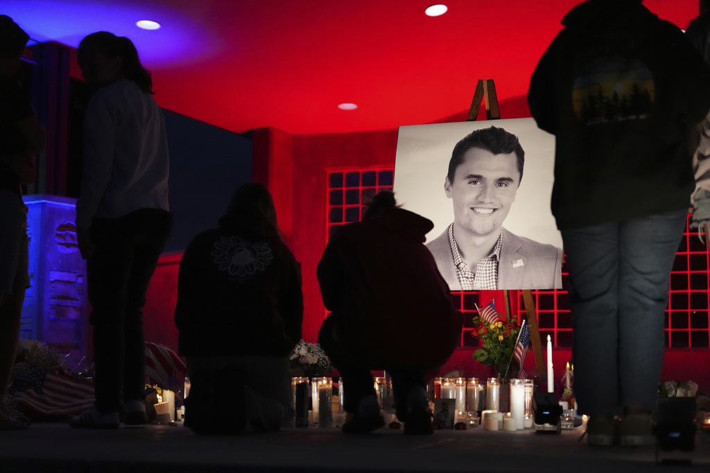A vigil in memory of Charlie Kirk, the CEO and co-founder of Turning Point USA.