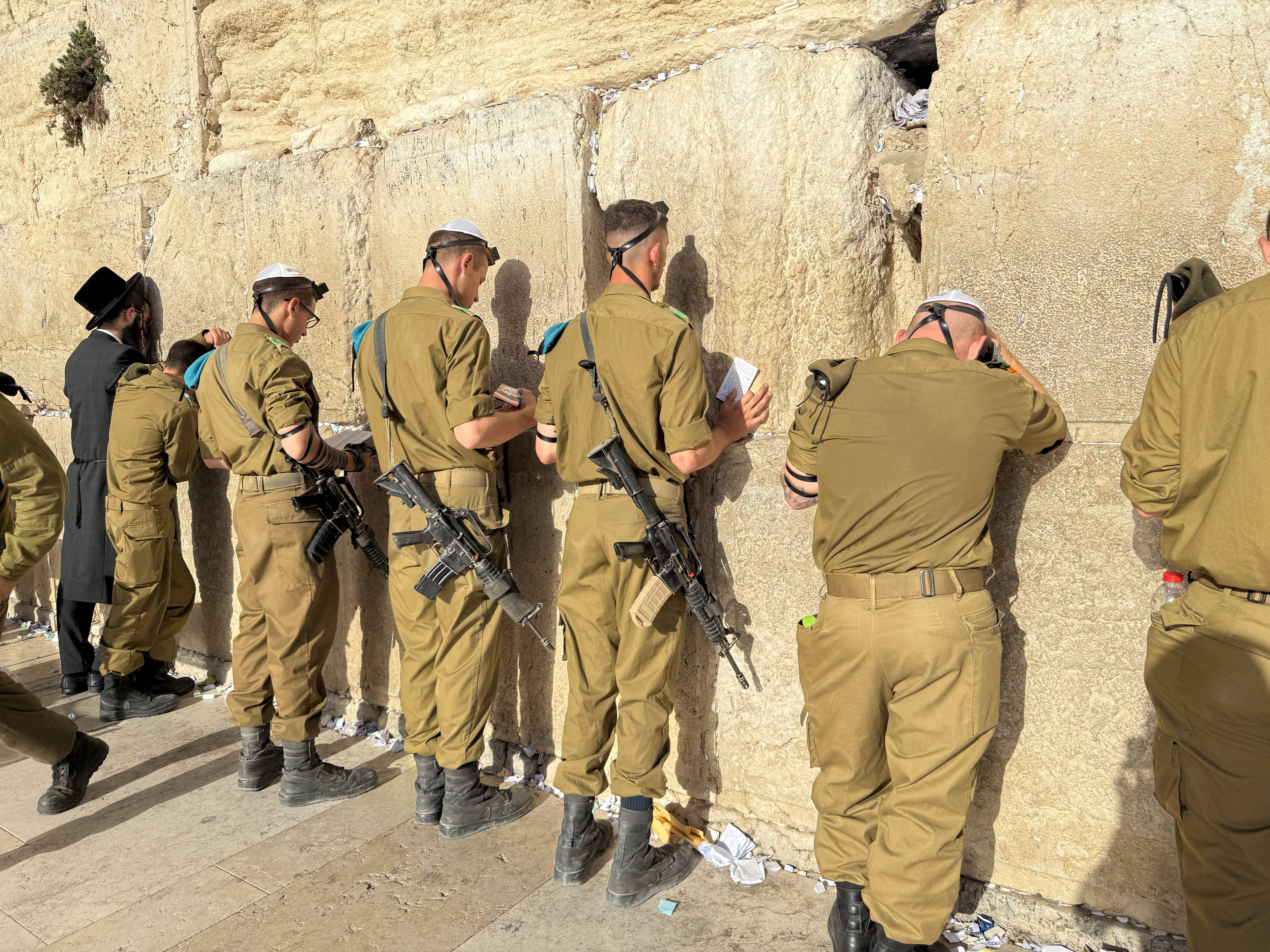 Israel Defense Forces soldiers at the Western Wall on Sunday.