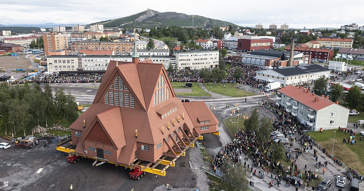 Historic Swedish church begins slow move to escape demolition