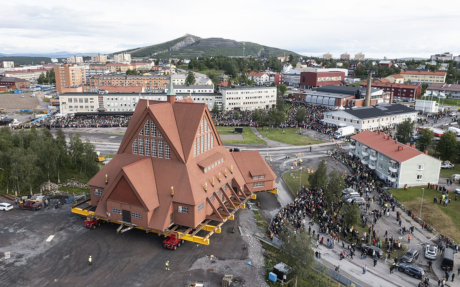 Historic Swedish church begins slow move to escape demolition