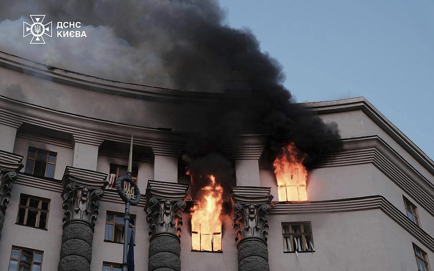 Ukraine cabinet building burns in Russian mass drone attack