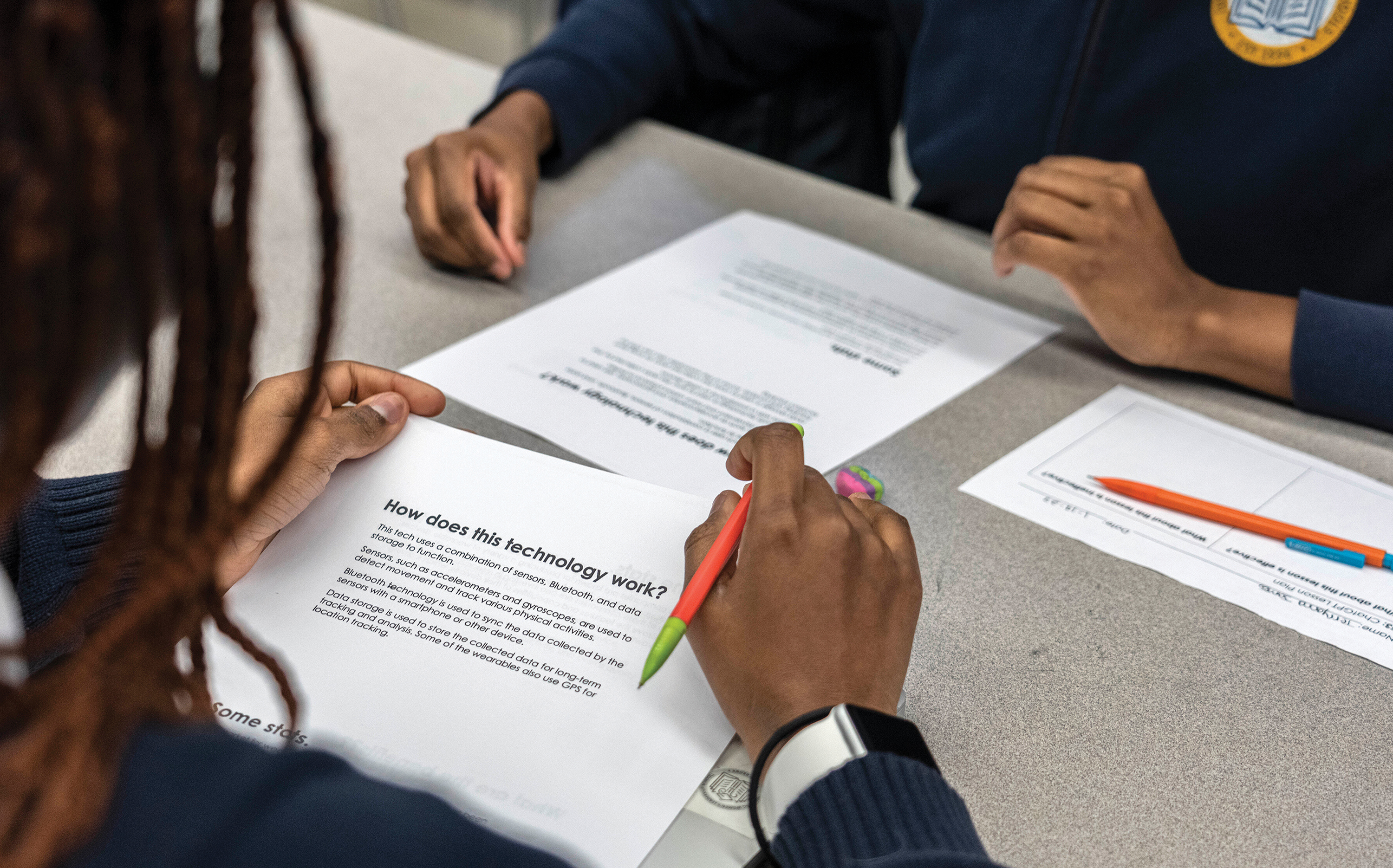 Students at the Young Women’s Leadership School of the Bronx work on a lesson plan generated by ChatGPT.