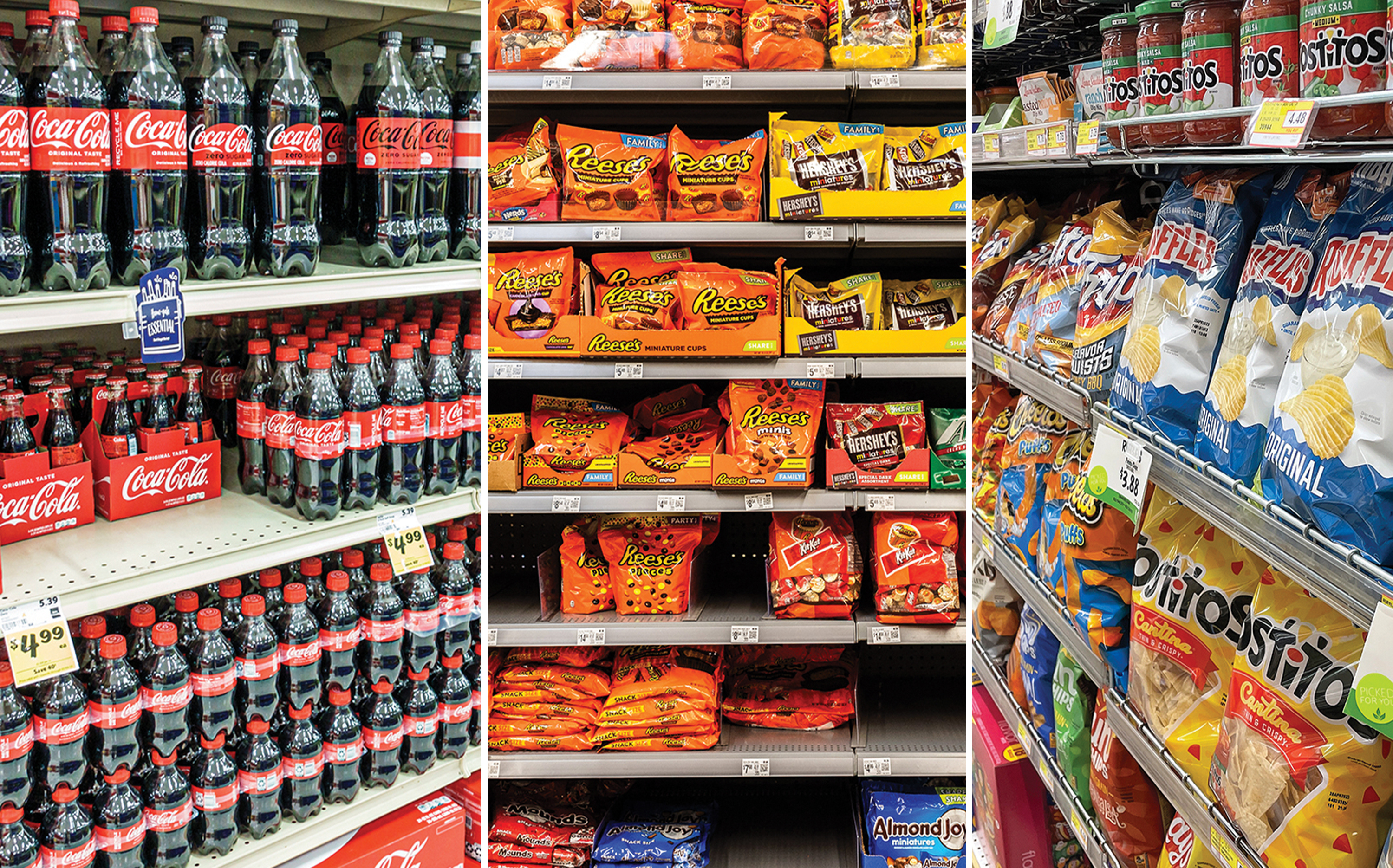 Soft drinks, candy, and salty snacks are more frequently purchased by SNAP users than healthier options like fruit and vegetables.