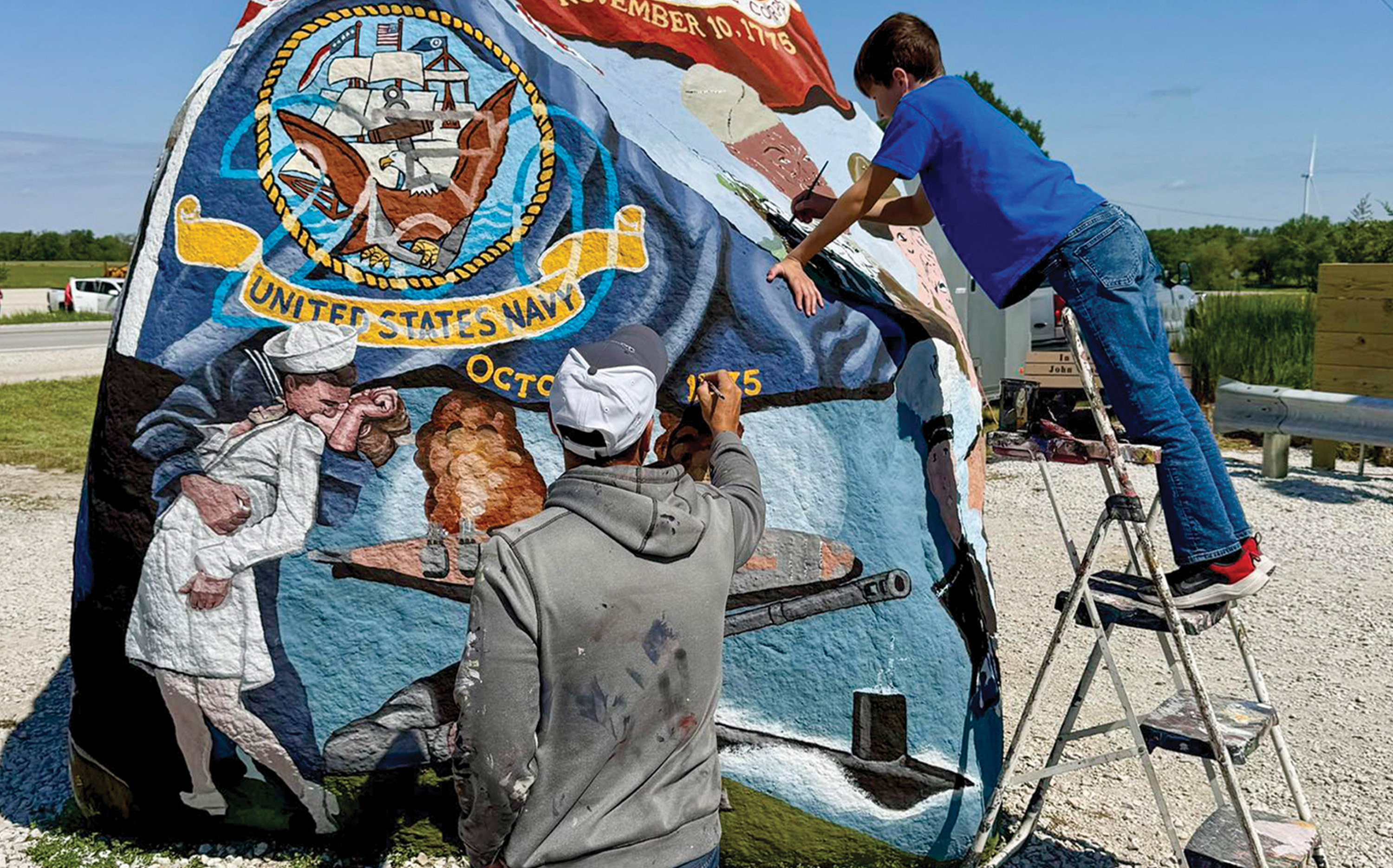 Sorensen and his son Michael put the finishing touches on the 2025 mural in time for Memorial Day.