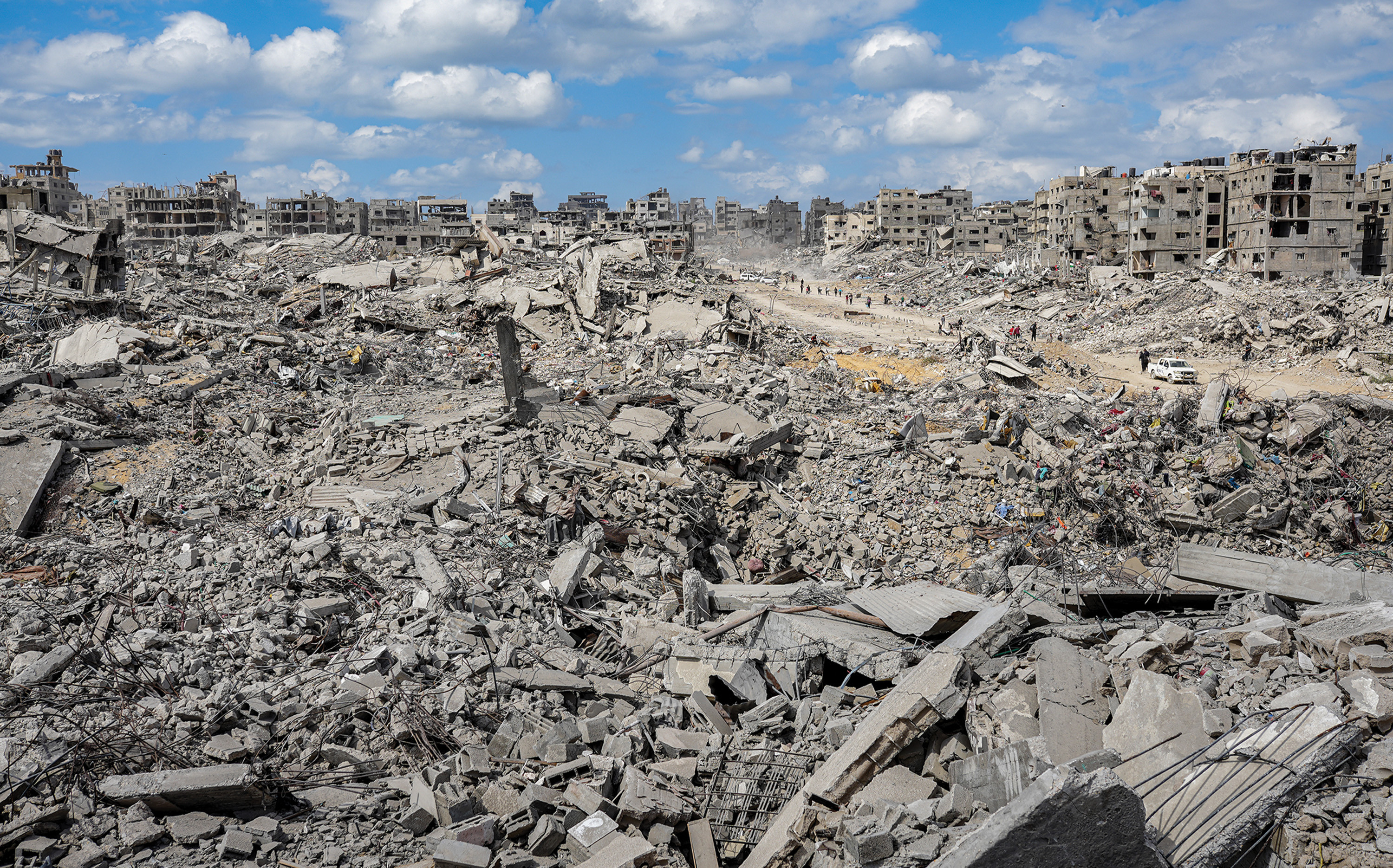 Palestinians return home to completely destroyed infrastructure in Gaza City.